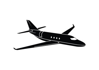 Private Jet silhouette Black Vector white background