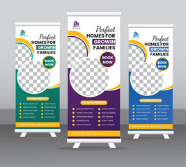 Real Estate Roll-Up Banner Template | Perfect Home for Families | EPS Print-Ready Design for Property Promotion
