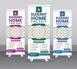 &ldquo;Elegant Real Estate Roll-Up Banner Template &ndash; EPS Vector for Home Sale & Property Promotion&rdquo;


