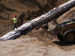 excavator on construction site