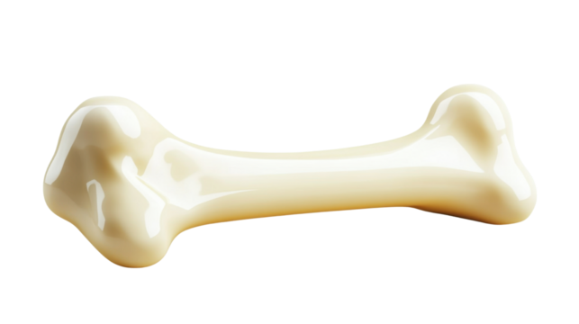 A single stylised bone icon featuring a smooth rounded on white background