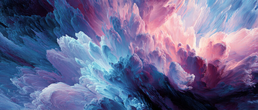Intense Pink and Blue Ink Swirl Explosion
