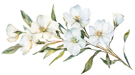 Fototapeta premium A beautiful bouquet of white flowers watercolour isolated on white background 