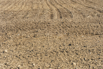 A freshly plowed agricultural field. Preparation of the soil for sowing wheat.