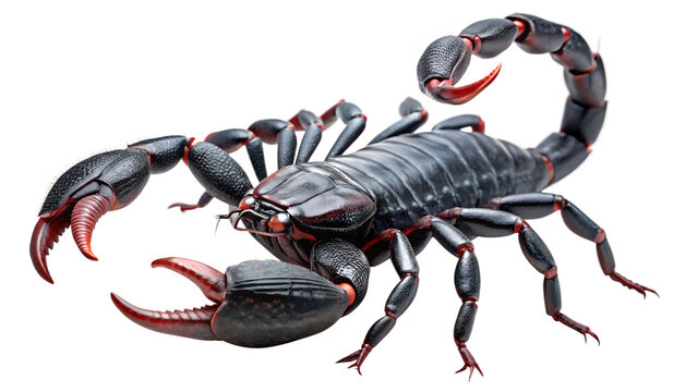 Detailed Scorpion with Red Accents on Transparent Background