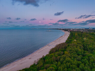 Cliff in Gdynia Orlowo by the Bay of Gdansk at dusk, Poland.
