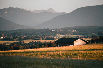 Bavarian Mountains during sunset in summer