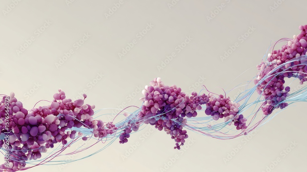 Poster Abstract Design of Grape Bunches Creating an Organic Wave Pattern Against a Simple Background