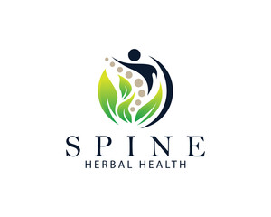 Herbal spine logo creative solution medical clinic nature leave massage