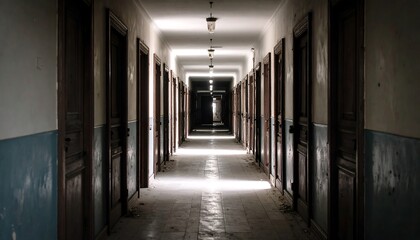 Long corridor of abandoned building