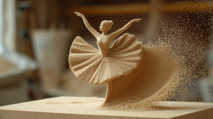 Fine sand lifting into the figure of a ballerina spinning