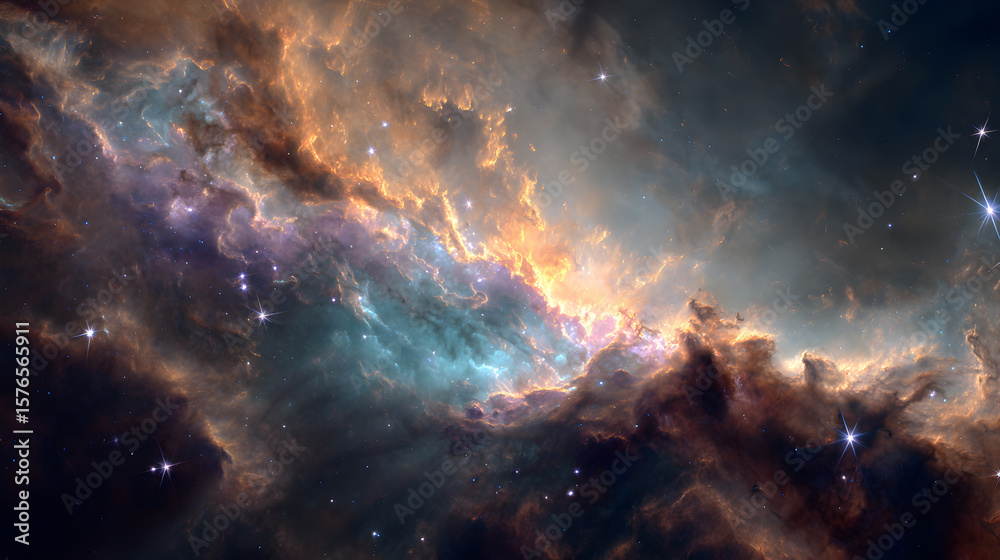 Wall mural galaxy and stars in a colorful space background