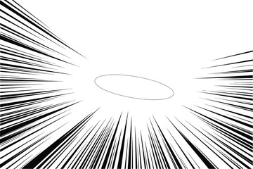 Naklejka premium Dynamic Speed Lines A Black and White Abstract Graphic Design of Radial Lines Converging on an Oval Center, Representing Motion, Energy, and Speed