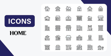 Home Icon Set 40 Minimalist House & Building Icons for Design Projects