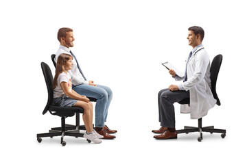 Father and daughter at a doctors appointment