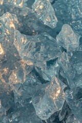 Cold Icy Crystals and Ice Chunks with Textured Surface