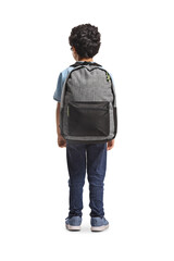 Rear view shot of a boy standing with a backpack