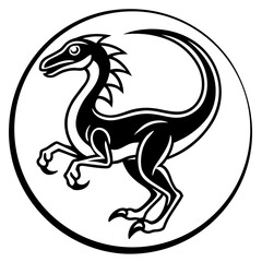 Circular Tribal Velociraptor Sprinting Tattoo