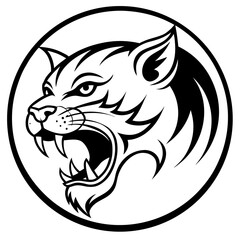 Fototapeta premium Circular Tribal Wildcat Snarling Tattoo