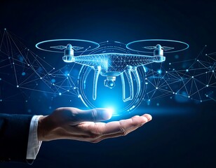 Hand holding a digital drone