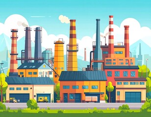 Obraz premium Industrial landscape with factory buildings