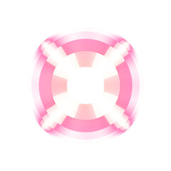 Pink glowing radial gear-like abstract light on transparent background

