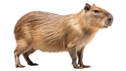 Capybara Standing Profile View on Transparent Background
