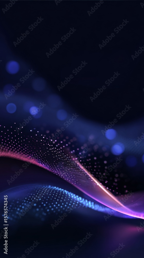 Wall mural abstract waves of purple and blue light create a dynamic visual effect in a dark background