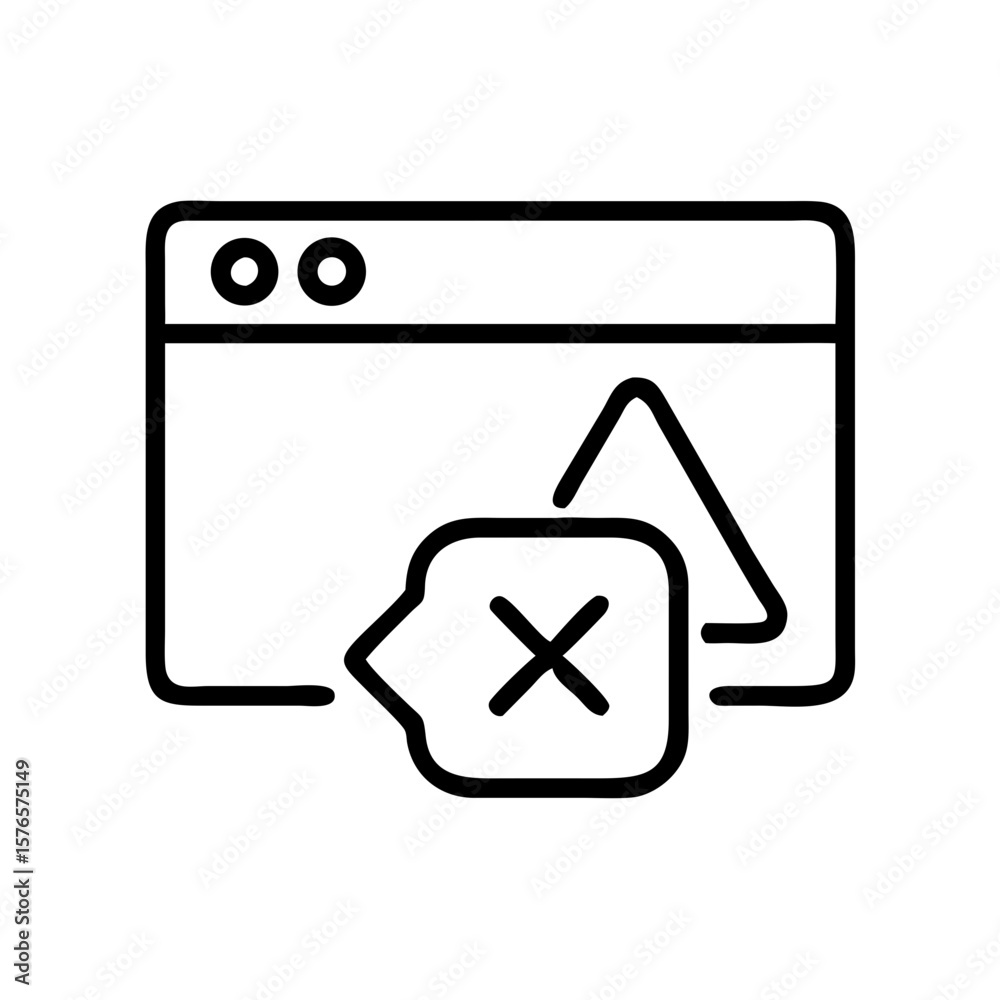 Poster icon of fake website warning with error message in user interface