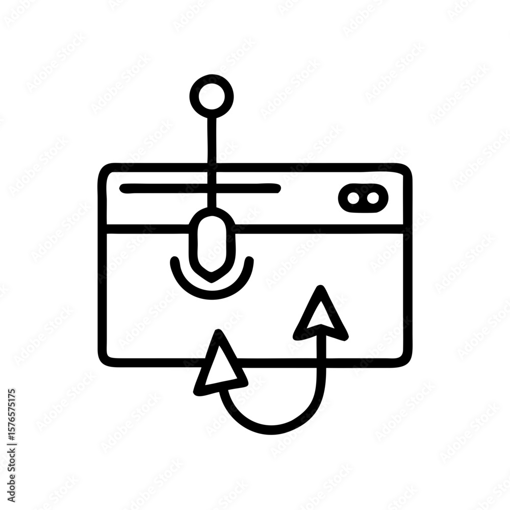 Poster icon of phishing simulation with mouse and webpage elements