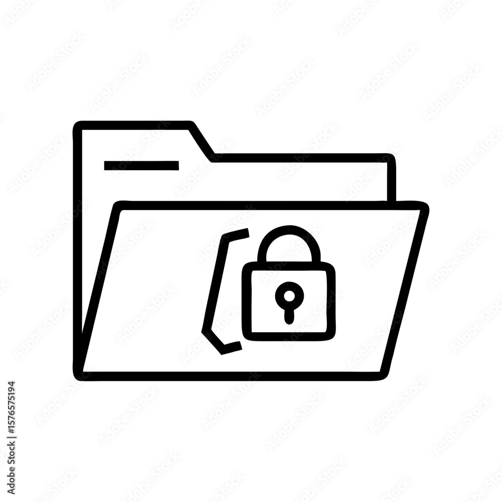 Fototapete Secure folder icon showing locked folder with padlock symbol  
