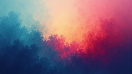 Fototapeta premium Vibrant Abstract Forest Silhouettes at Sunset
