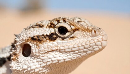 Fototapeta premium Close-up lizard head in sand