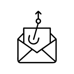 phishing email icon with hook inside envelope in minimal style  
