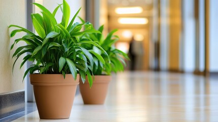 Fototapeta premium Potted plants in hallway decor