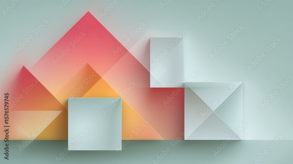 Aufkleber colorful abstract image of squares and triangles. the squares are in different colors and sizes, and