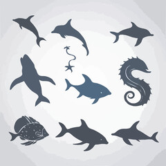 Fototapeta premium set of sea animals