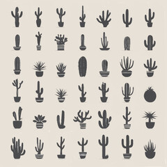 set of vector cactus icons