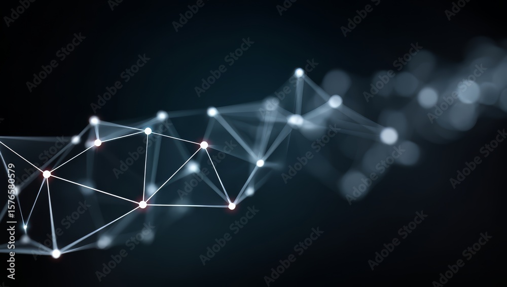 Poster series of lines and dots that form a pattern. the image is abstract and has a futuristic feel to it