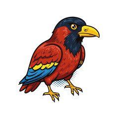 Fototapeta premium Vibrant raven beak in playful pop art style, bold colors and dynamic shapes, isolated on white, concept of art and illustration for design studios, graphic designers.