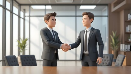 Fototapeta premium 3d rendered businessman people shaking hands