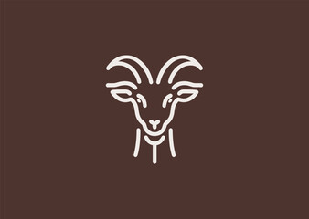Goat line logo for endurance, nature, or minimalist brand identity.