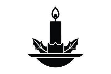 christmas candle holder vector icon