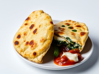 Stuffed Flatbread with Spinach and Cheese