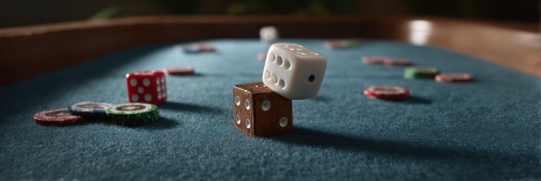 Casino craps table with dice and poker chips detail for gaming design - Powered by Adobe
