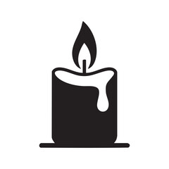 Black And White Candle Icon With Melted Wax Illustration