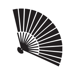 Black Folding Fan Silhouette Oriental Design Asian Culture