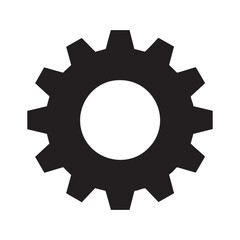 Black Gear Symbol Isolated On White Background Vector Illustration