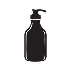 Fototapeta premium Black Silhouette Of A Bottle With Dispenser For Liquid Soap