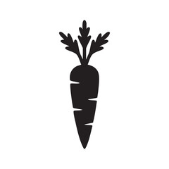 Black Silhouette Of A Carrot Isolated On White Background